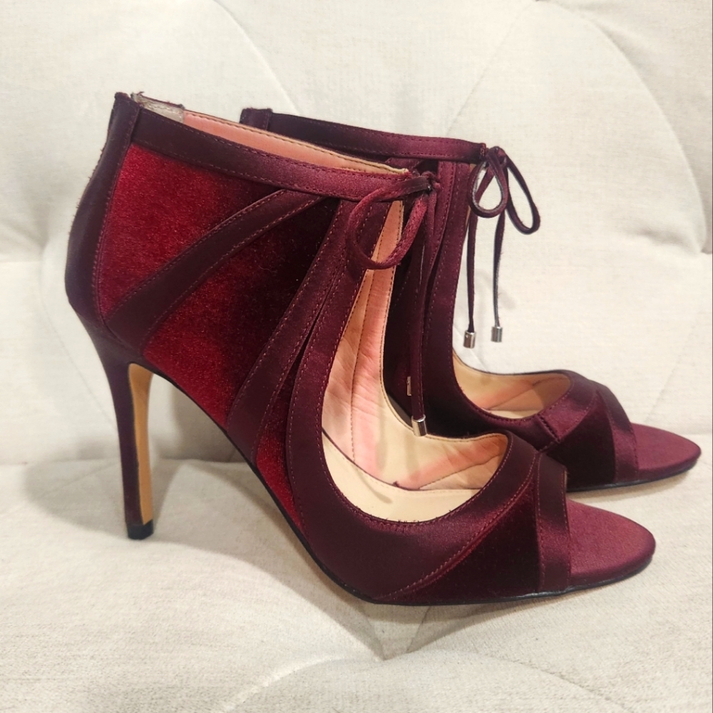 Burgundy Nina Velvet Heels Size 6